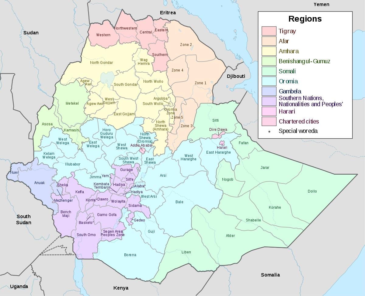 hawassa Etiopie mapě