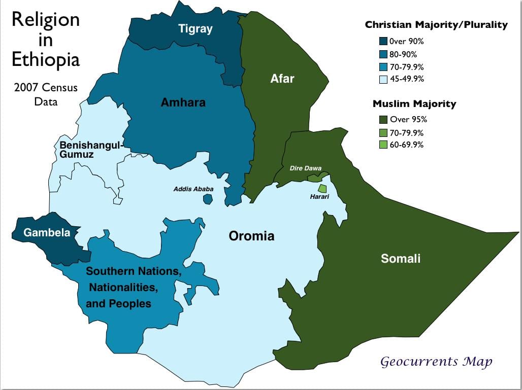 Etiopské etnických skupin mapě