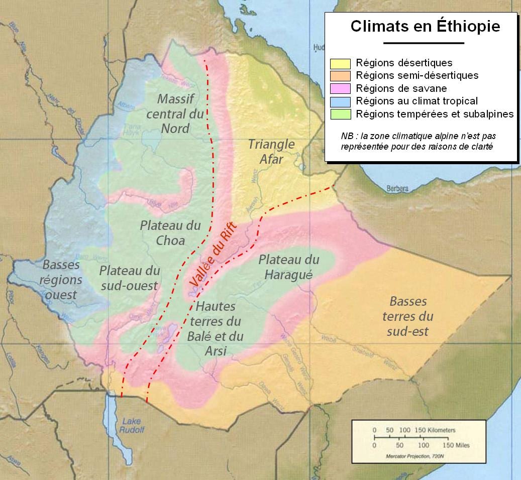mapa Etiopie klimatu