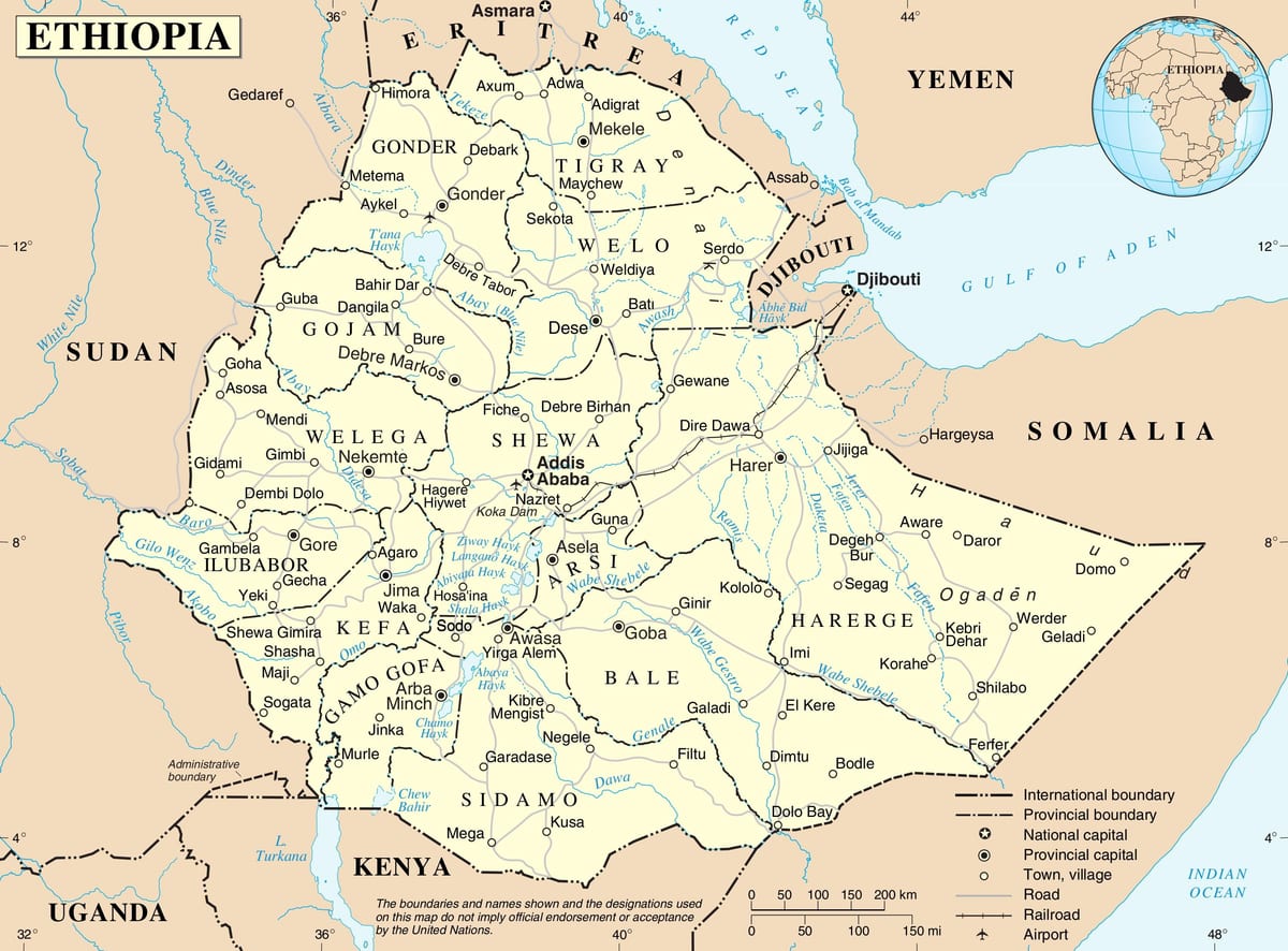 mapa v Etiopii