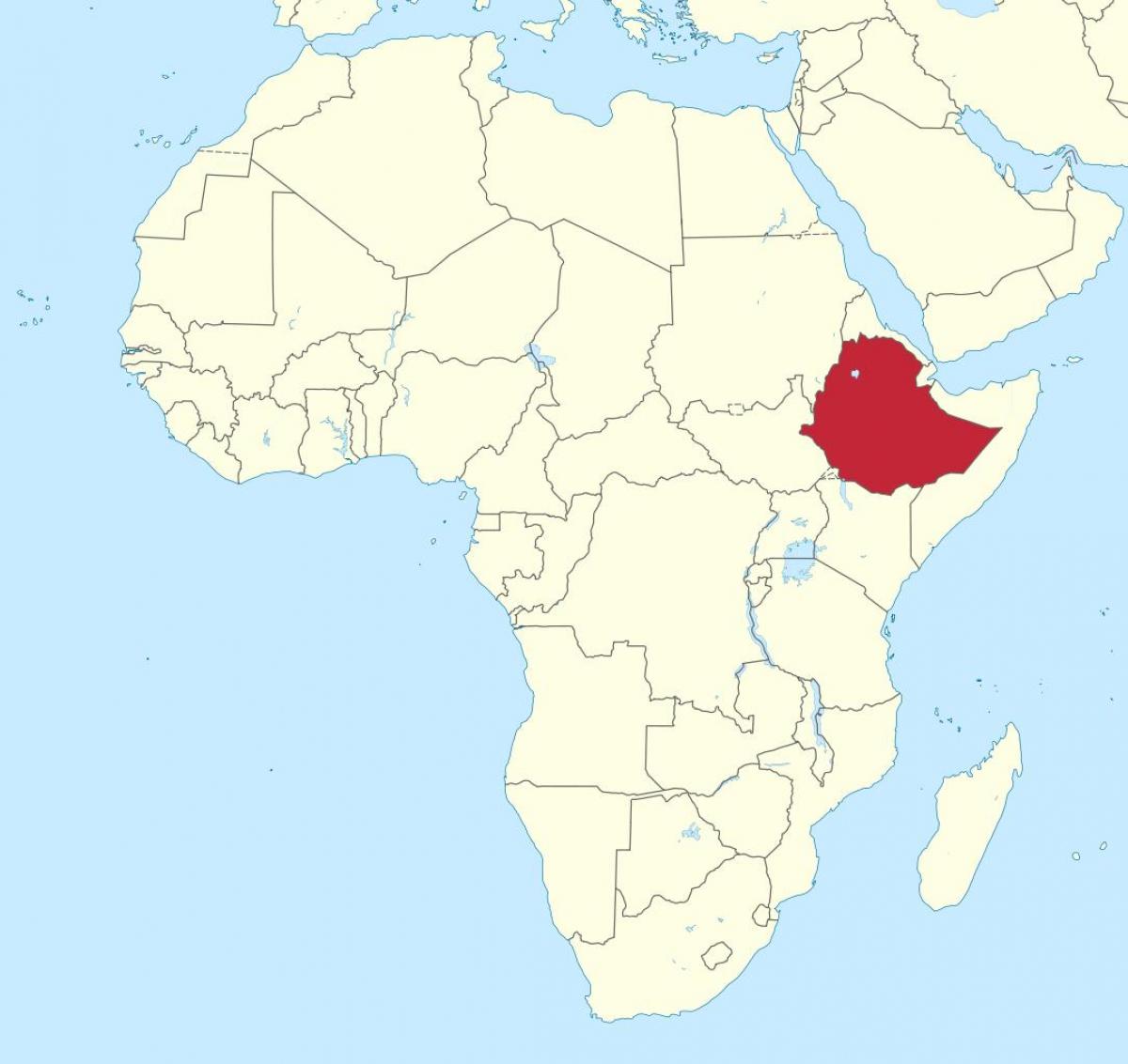 mapa afriky ukazuje Etiopie