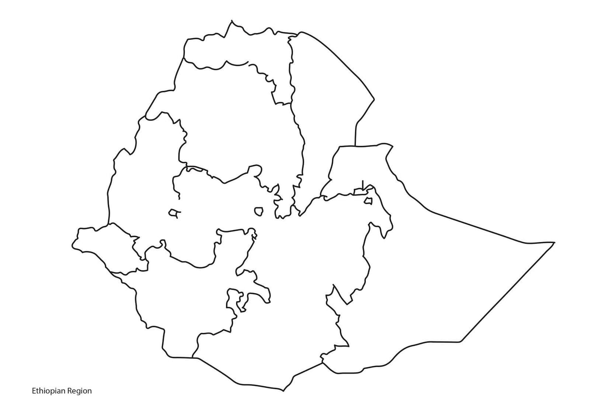 slepá mapa Etiopie
