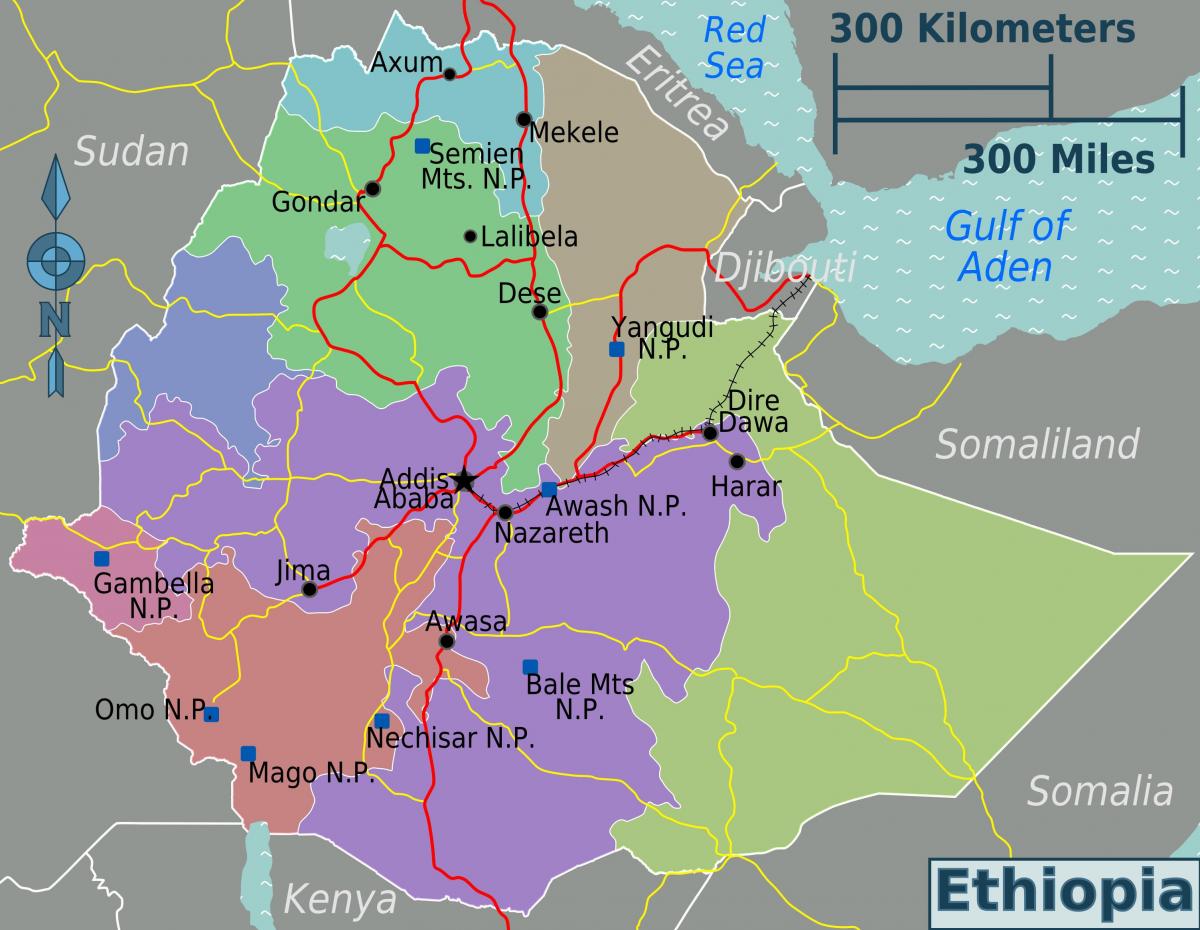 Etiopie mapa umístění