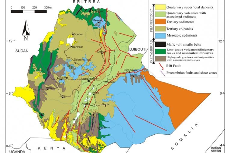mapa Etiopie přírodních zdrojů