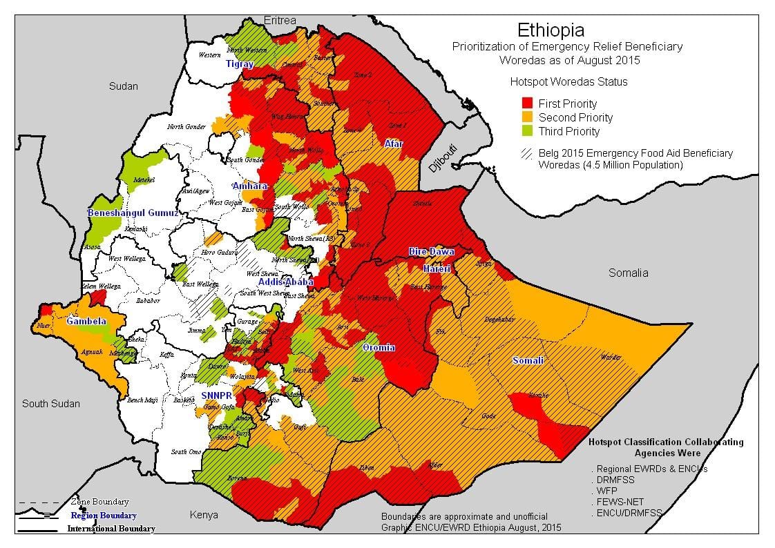 mapa Etiopie sucho