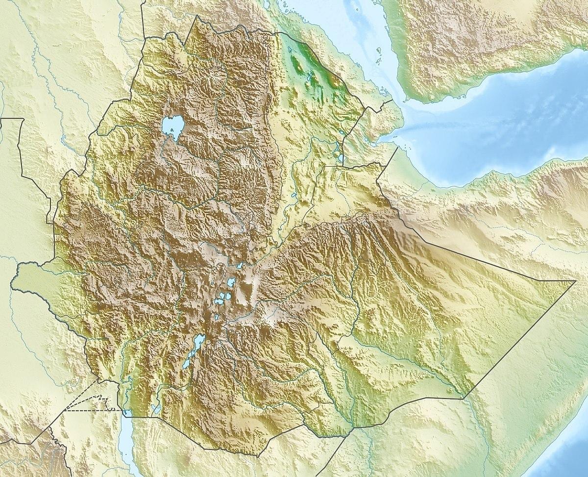 mapa Etiopských horách