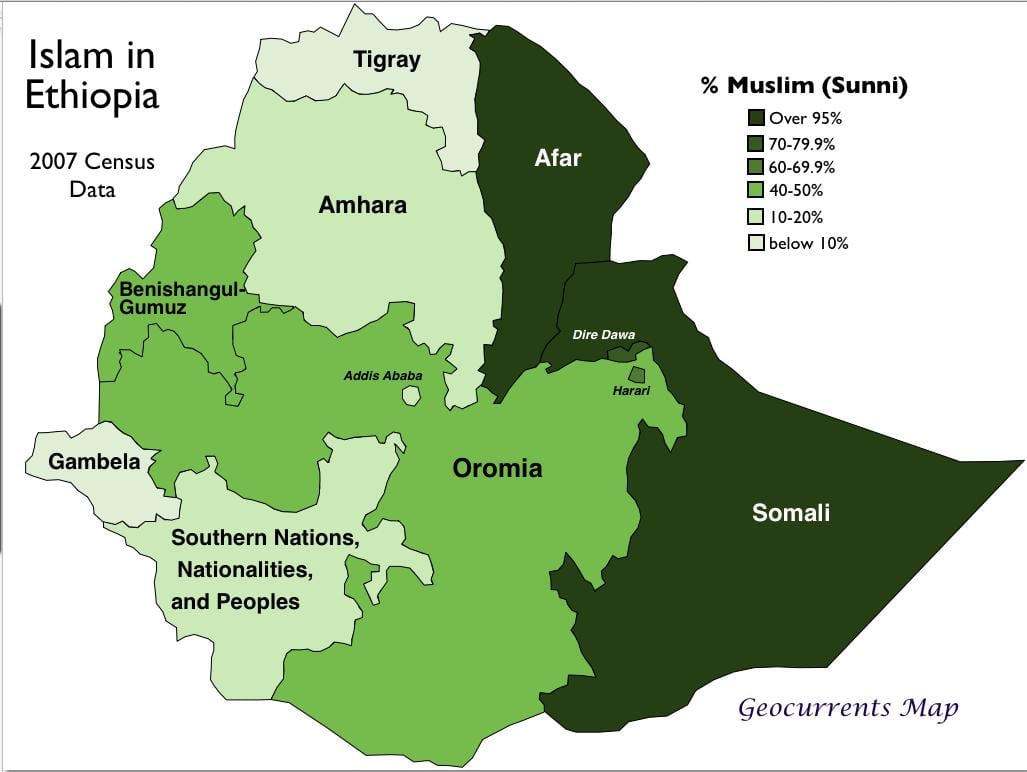mapa Etiopské kmeny