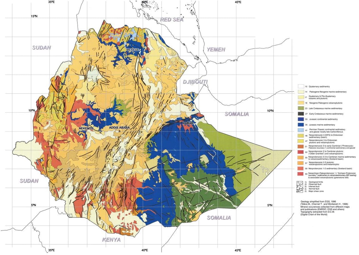 mapa geologické mapy Etiopie