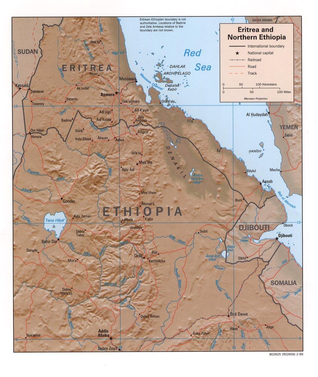 mapa severní Etiopii