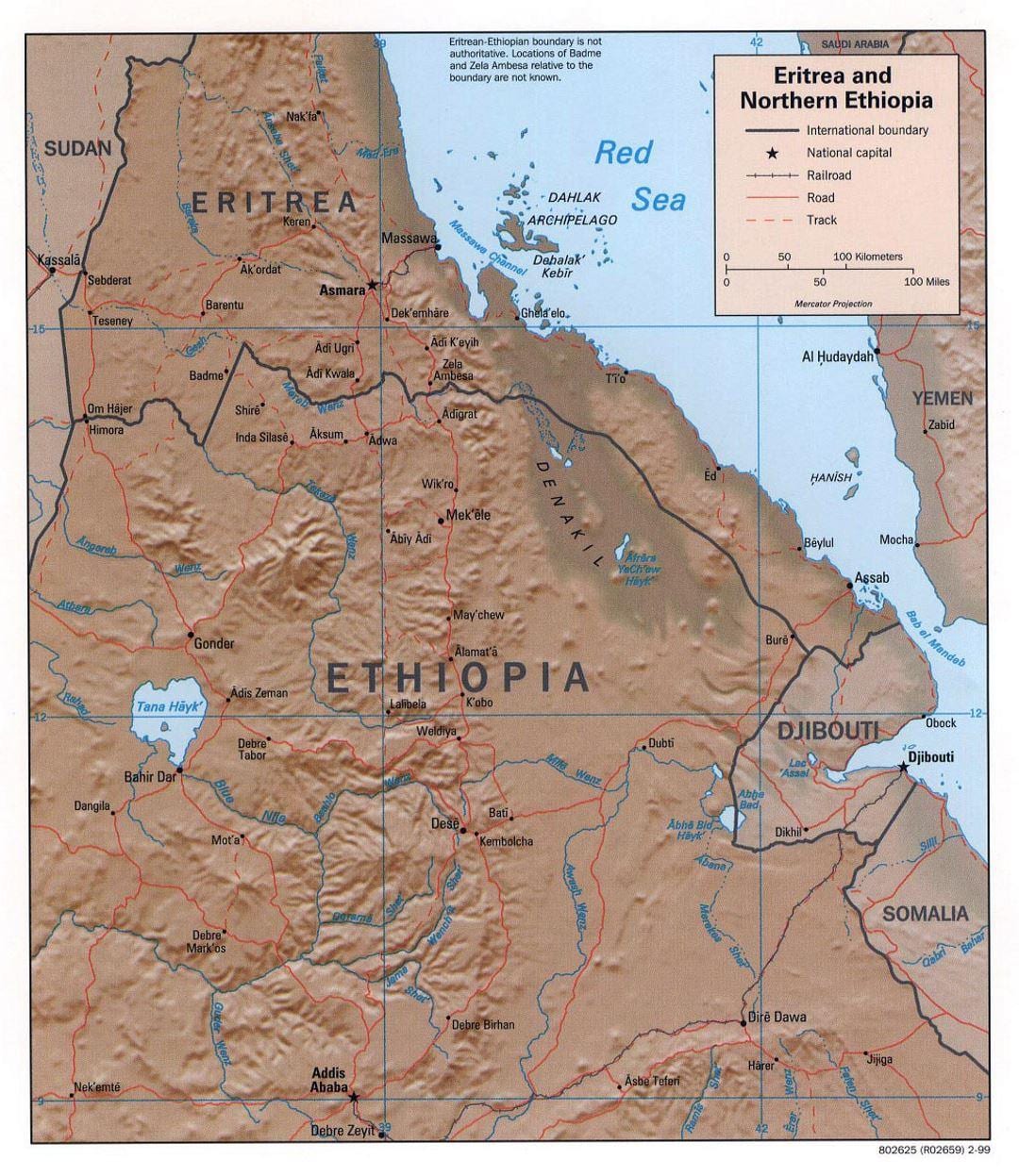mapa severní Etiopii
