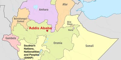 Addis abebě, Etiopie mapa světa