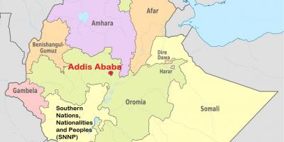 Addis abebě, Etiopie mapa světa