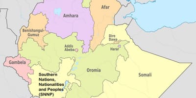 Etiopie amhara mapě