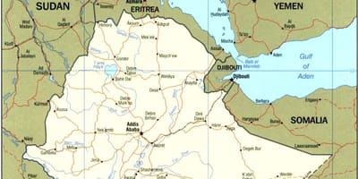 Zeměpisná mapa Etiopie