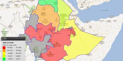 Etiopie provincií mapě