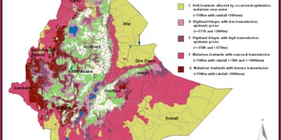 Mapa Etiopie malárie