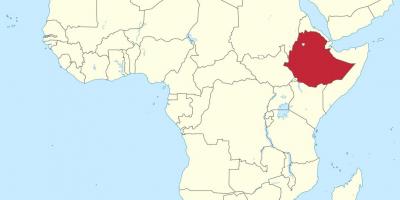 Mapa afriky ukazuje Etiopie