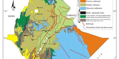 Mapa Etiopie přírodních zdrojů