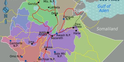Etiopie turistické atrakce mapa