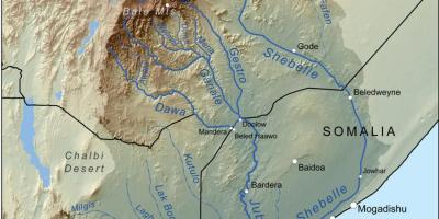 Etiopské povodí mapě