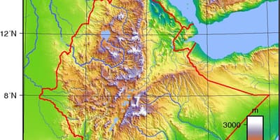 Etiopské vysočiny afrika mapa