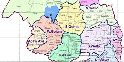 Gondar etiopie mapě
