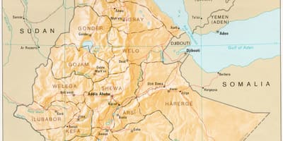 Mapa Etiopie během vojenské junty