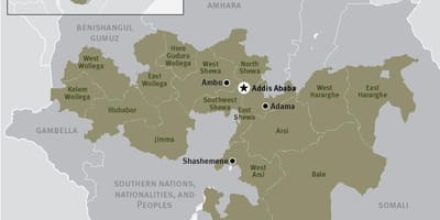 Mapa oromia region v Etiopii