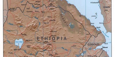 Mapa severní Etiopii